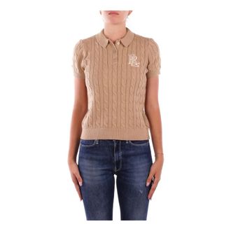 Ralph Lauren V-neck Knitwear, female, Beige, Size: M Ralph Lauren Sweaters Brown