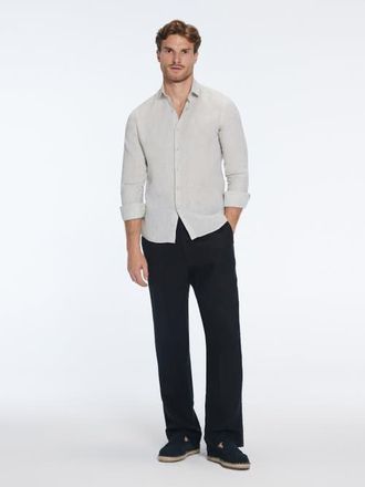 Moeva Harry Khaki Linen Shirt with Spread Collar at Nordstrom, Size Xx-Large Eu