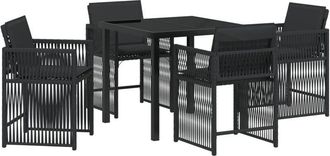 vidaXL Garden Dining Set 5 pcs Black Poly Rattan Vidaxl