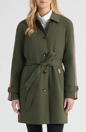 Hunter Sophia Sleeve Stripe Trench Coat in Hunter Green at Nordstrom, Size X-Large