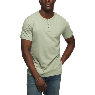 Lucky Brand Solid Short Sleeve Cotton Henley in Lily Pad at Nordstrom, Size Xx-Large