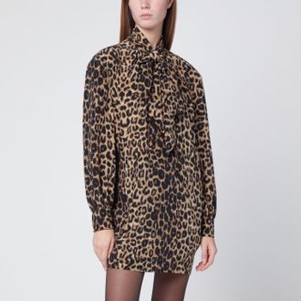 Saint Laurent Leopard-print silk mini dress