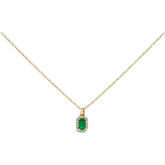 House of Brilliance Gold Emerald and Diamond Accent Halo Octagonal Pendant Necklace in Yellow at Nordstrom