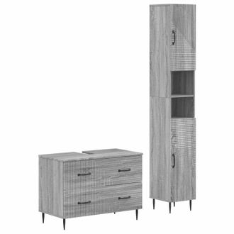 vidaXL Juego De Gabinete De Ba&ntilde;o De 2 Piezas Haarlem Sonoma Gris Vidaxl