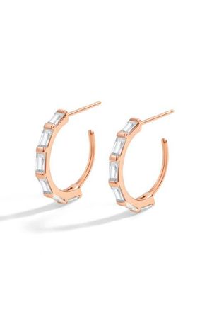 Mint & Lily Baguette Cubic Zirconia Hoop Earrings in 925 Sterling Silver at Nordstrom