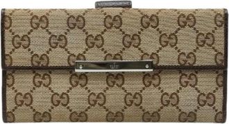 Gucci Pre-owned Wallets, female, Beige, Size: ONE SIZE Pre-owned Canvas Wallet