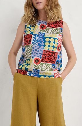 Seasalt Cornwall Colour Study Boxy Linen Tank in Headland Patchwork Mix at Nordstrom, Size 12 Us
