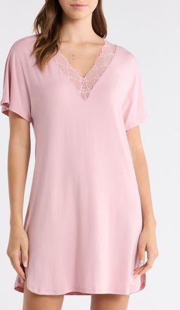 Nordstrom Moonlight Eco Lace Trim Nightshirt in Pink Zephyr at Nordstrom, Size X-Small