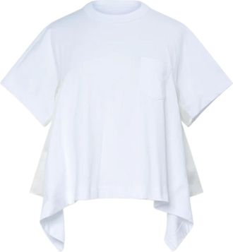 sacai Satin Cotton Jersey T-Shirt with Asymmetrical Hem