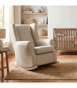 Muemue Sill&oacute;n Mecedora Con Patas Madera Beige 95x81x104cm