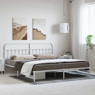 vidaXL Estructura Cama Sin Colch&oacute;n Con Cabecero Metal Blanco 193x203cm Vidaxl