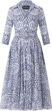 Samantha Sung A-lijn Midi Jurk - Dames - Shirt Kleedjes - Blauw - L - Kleedjes