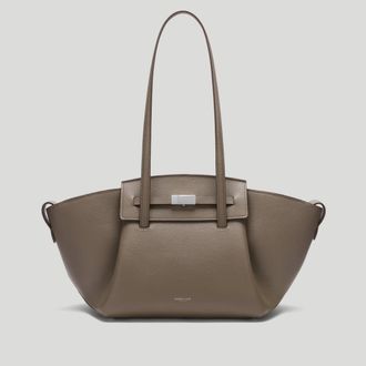 DeMellier The Midi Brooklyn in Dark Taupe Small Grain Leather Shoulder bag