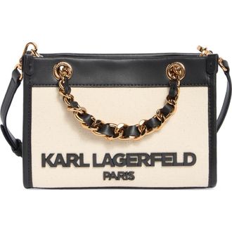 Karl Lagerfeld Savoie Square Top Handle Satchel in Natural/Black at Nordstrom Rack