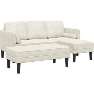 vidaXL Juego De Sof&aacute; 2 Pcs Crema 173 X 131 X 67 Cm Terciopelo Vidaxl