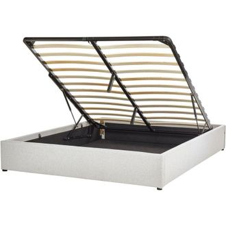 Beliani Letto matrimoniale con contenitore in tessuto tessuto grigio chiaro 160 x 200 cm Dinan