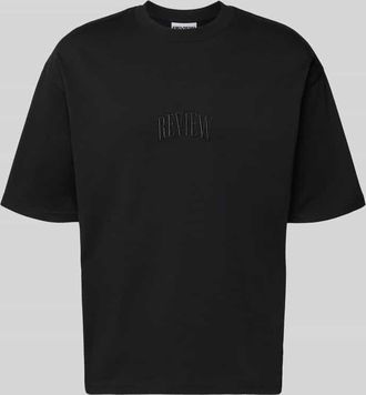 Review T-Shirt mit Label-Stitching und Rundhalsausschnitt in Black, Gr&ouml;&szlig;e XXL