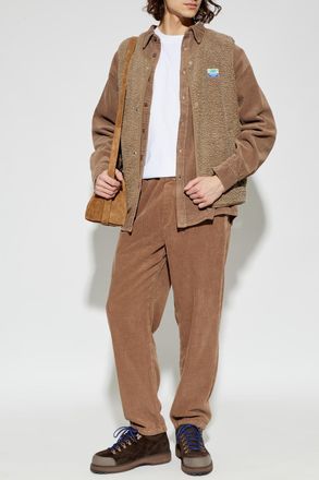 American Vintage Fleece Vest With Logo Patch, Mens, Brown