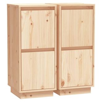 Berkfield Home Sideboards 2 pcs 31.5x34x75 cm Solid Wood Pine in Light Tan