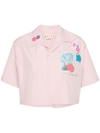 Marni Camicia crop con applicazione - Rosa