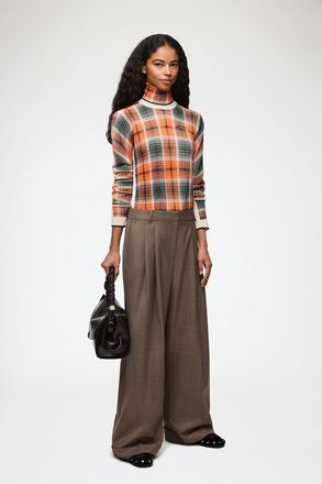Ganni Trousers in Wool Suiting - Size 32 Chocolate Chip