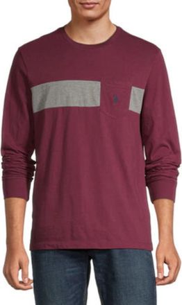 U.S.Polo Association U. S. Polo Assn. T-Shirt Mens Red Graphic Crew Neck Long Sleeve FROG833