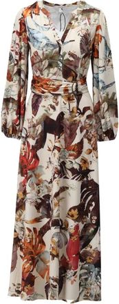 K-Design Maxi jurk D204 P171 - Dames - Jurken - Beige - Maat: XL Leer