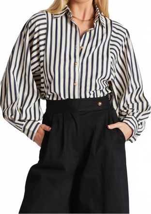Bishop + Young Aly Dolman Striped Long Sleeve Top In Navy/cream Stripe