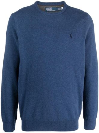 Ralph Lauren Navy Blue embroidered Wool Jumper