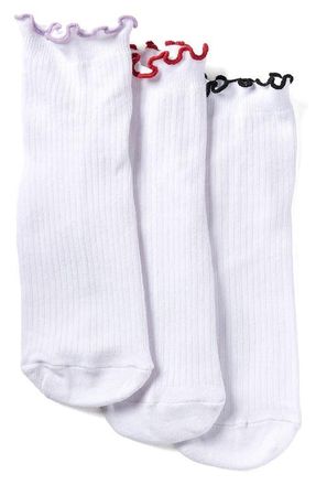 Stems Contrast Ruffle 3-Pack Crew Socks in White Multi at Nordstrom