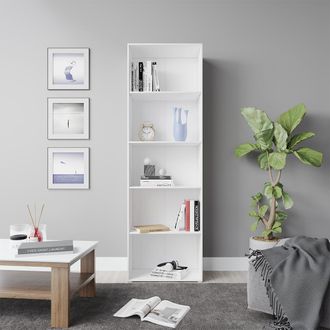 Vicco Librer&iacute;a Bob, Blanco, 60 X 190 Cm Con 5 Compartimentos