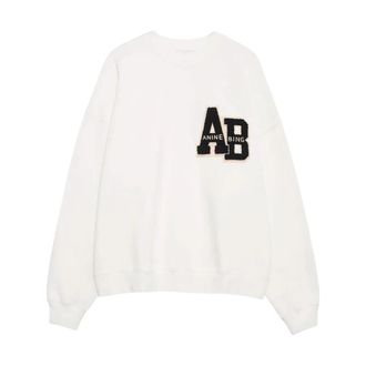 Anine Bing Miles Oversized Sweatshirt Letterman - Dames - Sweatshirts - Wit - L - Katoen - Hoodies & sweatvesten