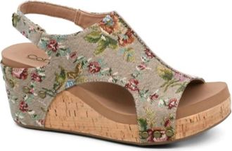 Corkys Footwear Womens Carley Wedge Sandal In Taupe Brocade Floral