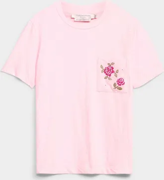 Contemporaine Womens Embroidered pocket 100% organic cotton slub T-shirt
