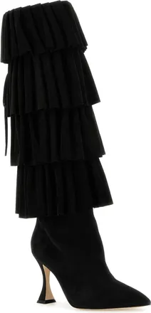 Manolo Blahnik Womens Miralone Boot Black Suede