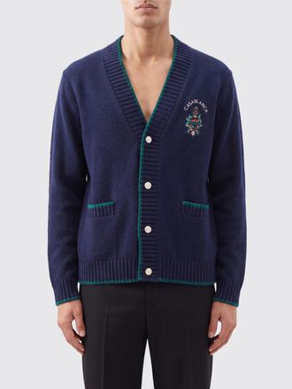 Casablanca Cardigan in lana e cashmere con logo jacquard e scollo a V