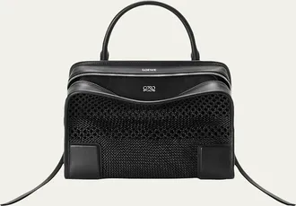 Loewe Amazona 180 Medium Woven Leather Top-Handle Bag
