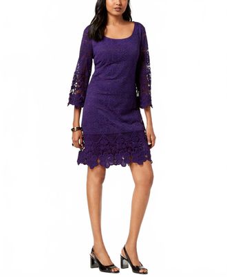 Alfani Crochet Trim Illusion Dress In Purple Geranium
