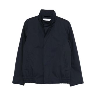 Lardini Light Jackets, male, Blue, Size: XL Gubbotto con zip e bottoni con collo in piedi