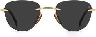 David Beckham 51mm Rimless Square Sunglasses in Gold/Black/Grey at Nordstrom