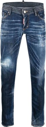 Dsquared2 slim-cut studded jeans - men - Cotton/Polyester/Cotton/Spandex/Elastane - 46 - Blue