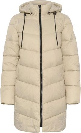 Kaffe Gewatteerde Grijze Jas met Capuchon - Dames - Parka Jassen - Grijs - XL - Jassen