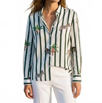 Vilagallo Safari Print Striped Shirt In Rayas Verde