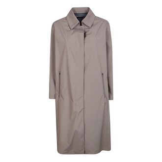 Herno Single-Breasted Coats, female, Gray, Size: XL Concealed-fastening Pleated Coat