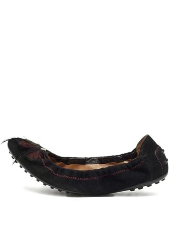 Tod's feather-detail ballet flats - Black