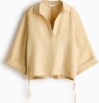 H&M Oversized Bluse aus Lyocellgemisch - Hellbeige