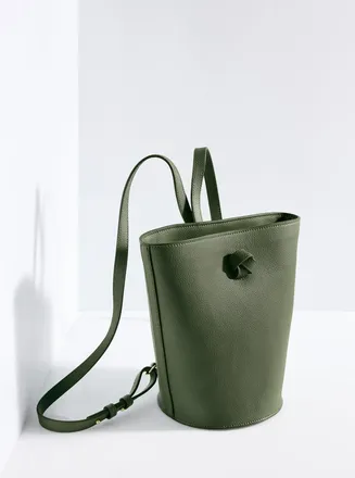 Talbots Zoe Pebble Leather Bucket Bag - Dark Olive - 001 Talbots
