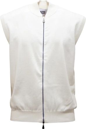 Alpha Studio O3899 Waistcoat met Volledige Rits - Heren - Bodywarmers - Wit - XL - Katoen - Jassen