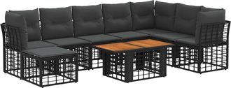 vidaXL Conjunto De Sof&aacute;s De Jard&iacute;n 9 Uds. Negro Y Gris Oscuro Vidaxl