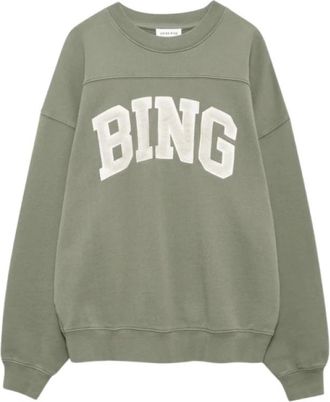 Anine Bing Trenton Sweatshirt - Dames - Sweatshirts - Groen - S - Katoen - Hoodies & sweatvesten